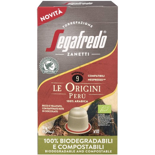 Nespresso Compatible Coffee Le Origini Peru Bio 10 Biodegradable  Pods box (10 items)